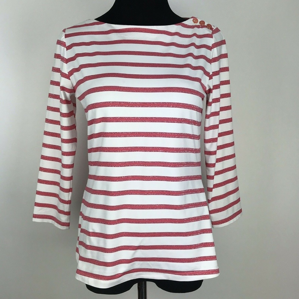 J Mclaughlin Womens Striped Pink Silver Shiny XS